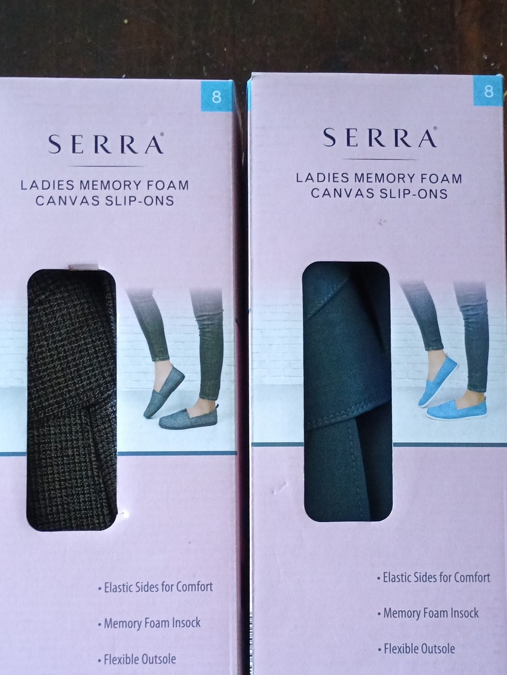 Serra Ladies Memory Foam Canva Slip On Of Two